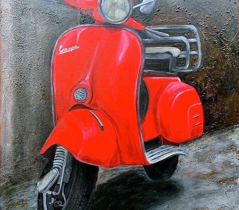 Una Vespa rosso